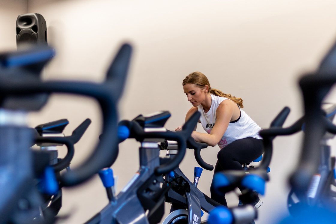 Training On A Spin Bike In The Gym